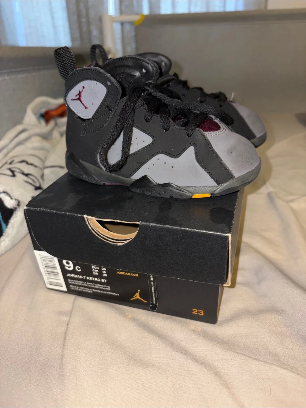 Jordan Kids' Grey and Black Sneakers with Pink Accents